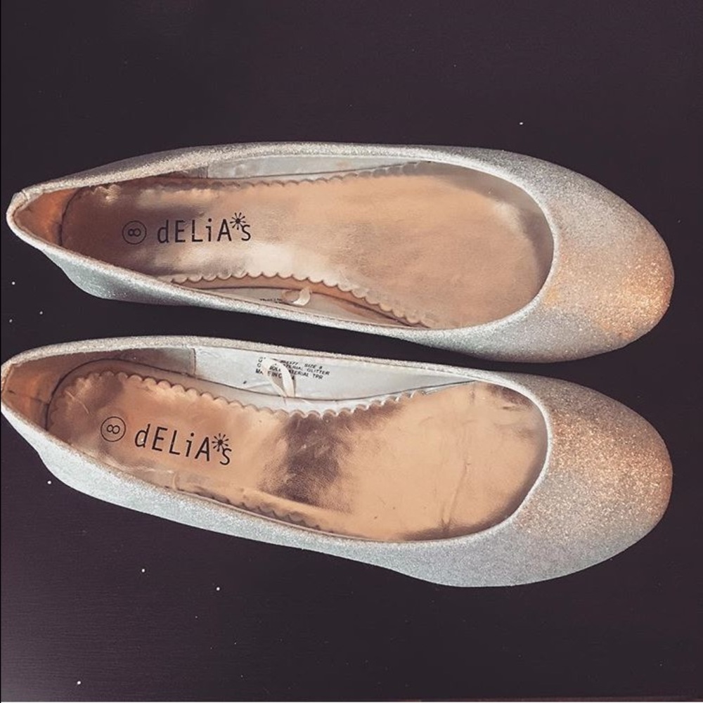 Glitter silver flats